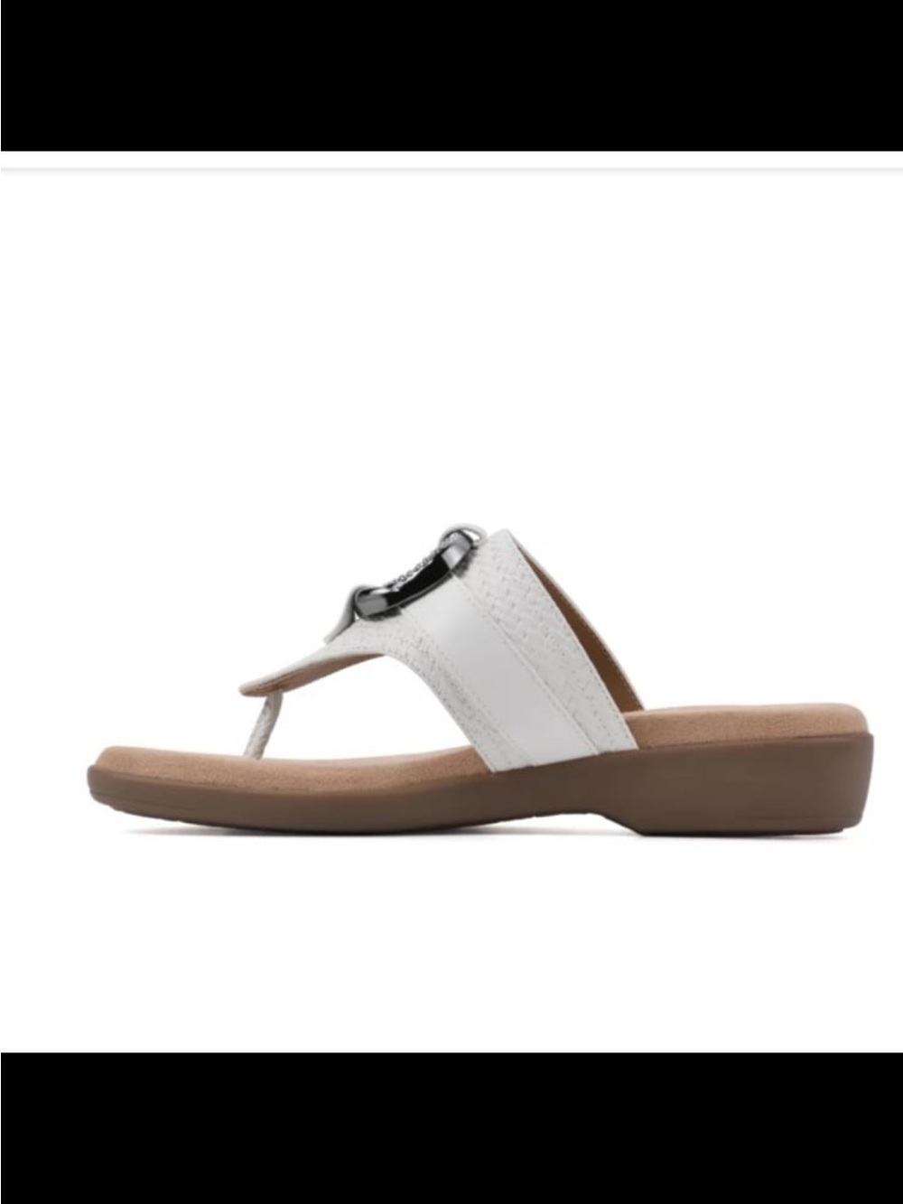 Macys White Leatherette Toe-Post Sandals with Decorative Ring Brand Cliff size 7 - Picture 13 of 13